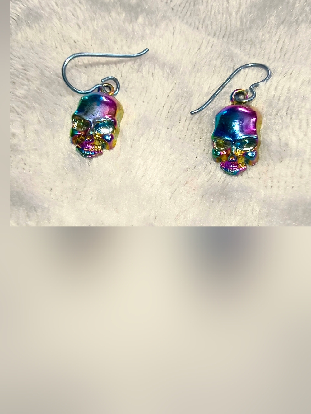 Rainbow Metal Skull Hook Earrings